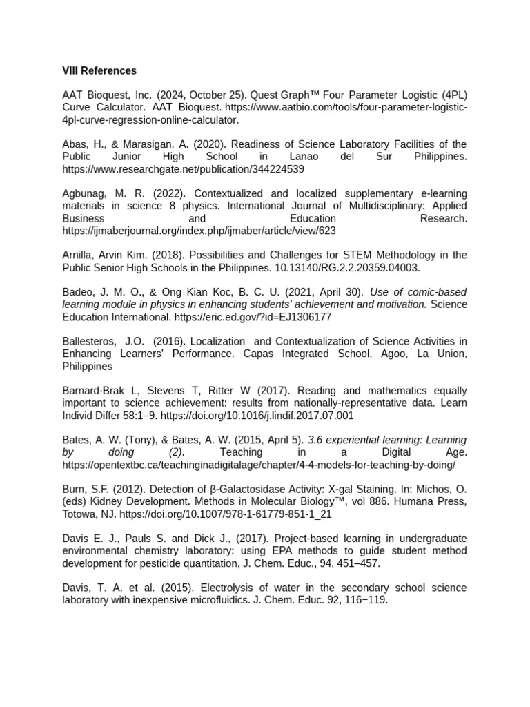 VIII References | PDF | Science | Learning