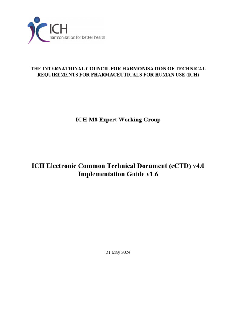 ICH eCTD v4.0 Implementation Guide | PDF | Xml | Xml Schema