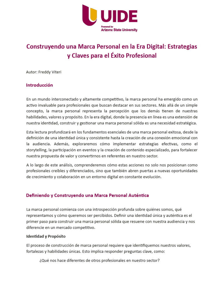 Lectura de Profundidad Marca Personal-2 | PDF | Marca | Cuentacuentos