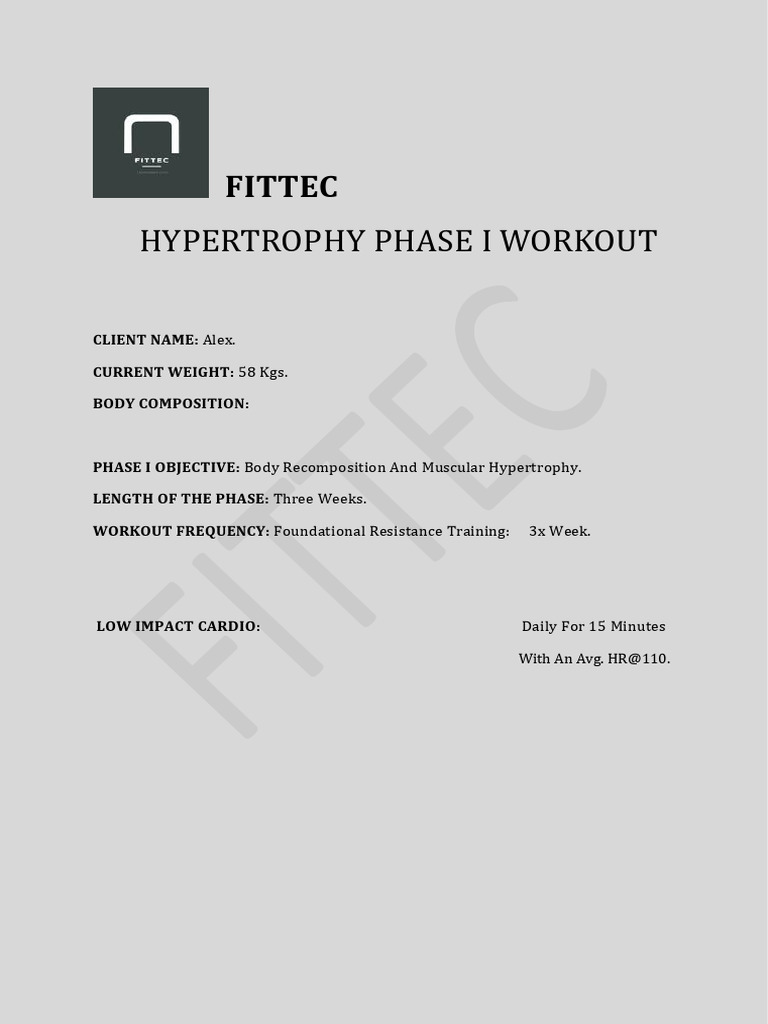 Alex Hypertrophy Phase 1 | PDF