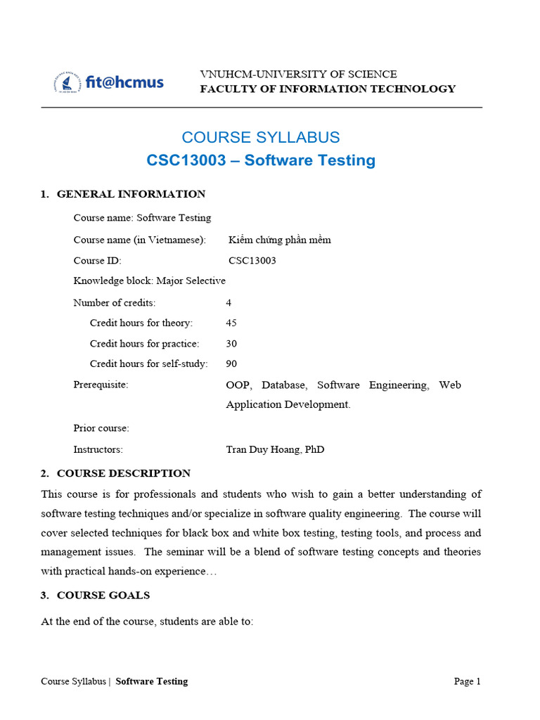 Software Testing Course Syllabus | PDF | Selenium (Software) | Software ...