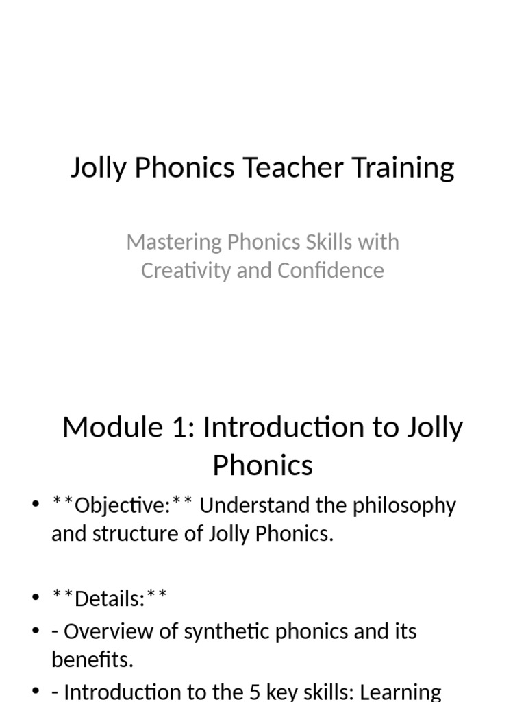 Jolly Phonics Teacher Training Guide | PDF | Phonics | Teaching