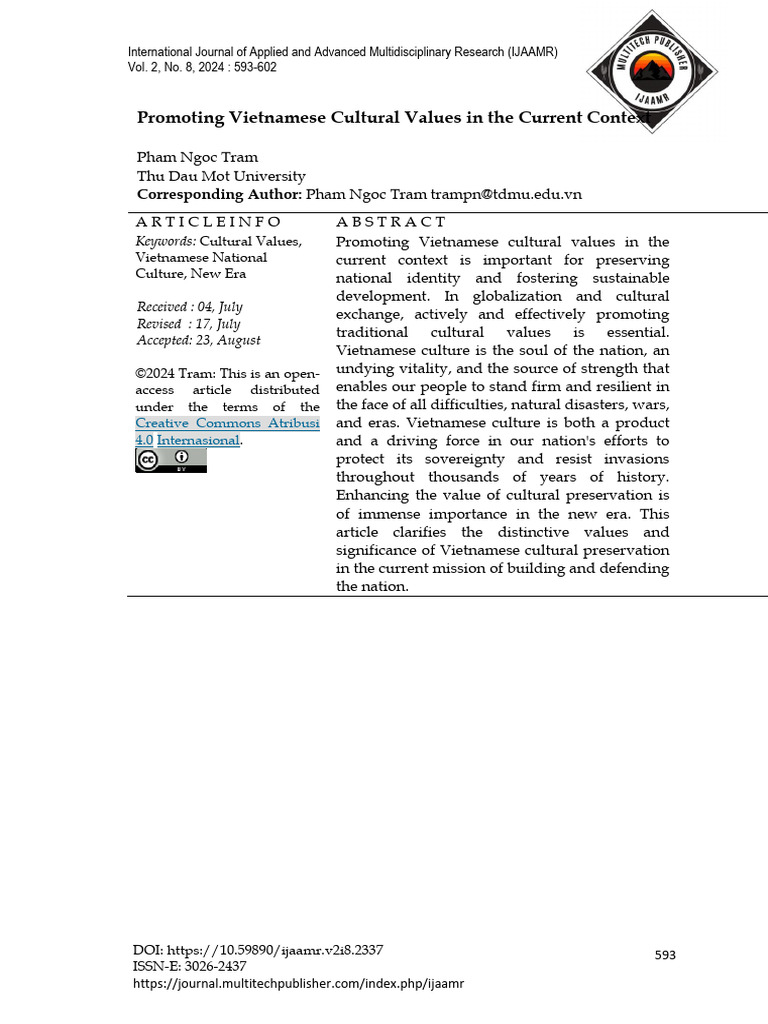 Promoting Vietnamese Cultural Values | PDF | Vietnam | Hanoi