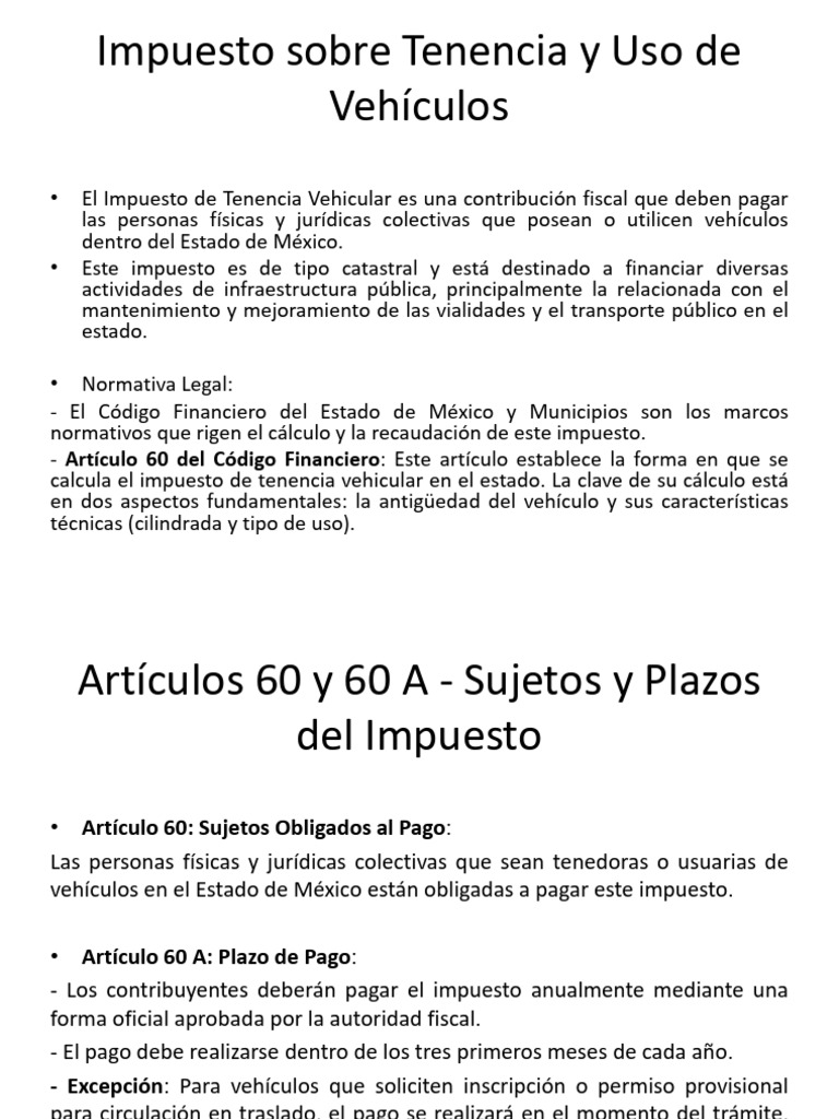 Impuesto de Tenencia Vehicular Edoméx | PDF | Impuestos | Estado (política)