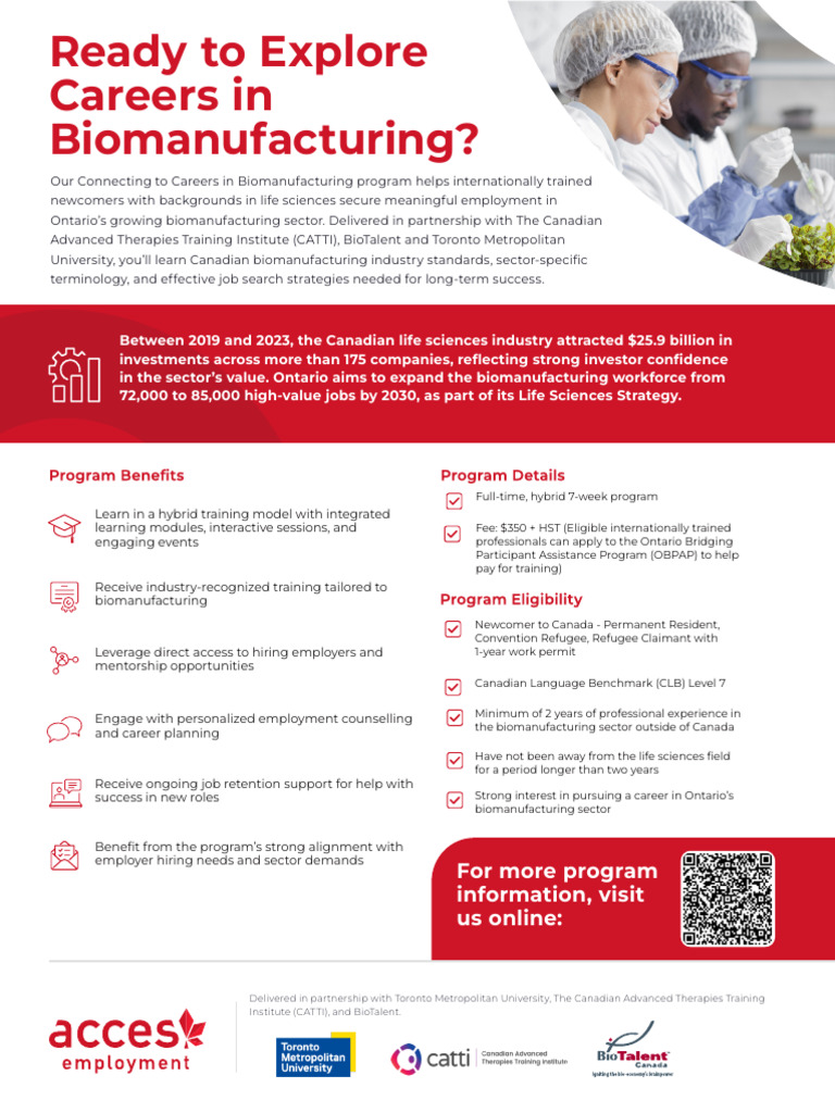 Biomanufacturing Careers Program Ontario | PDF | Employment | Business