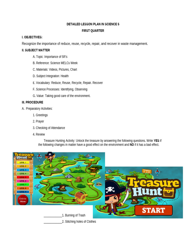 5R's Waste Management Lesson Plan | PDF | Waste | Recycling