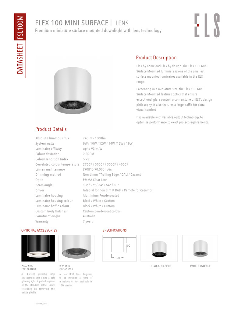 FSL100M - Flex100 Mini Surface | PDF | Light | Electromagnetic Radiation