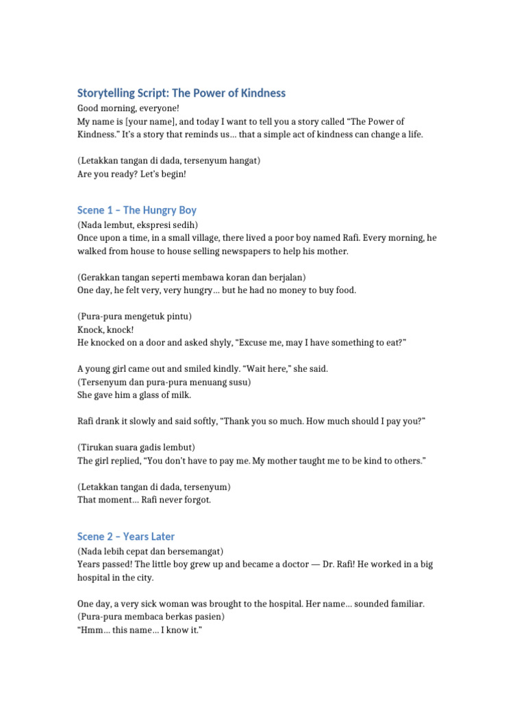 Storytelling The Power of Kindness | PDF