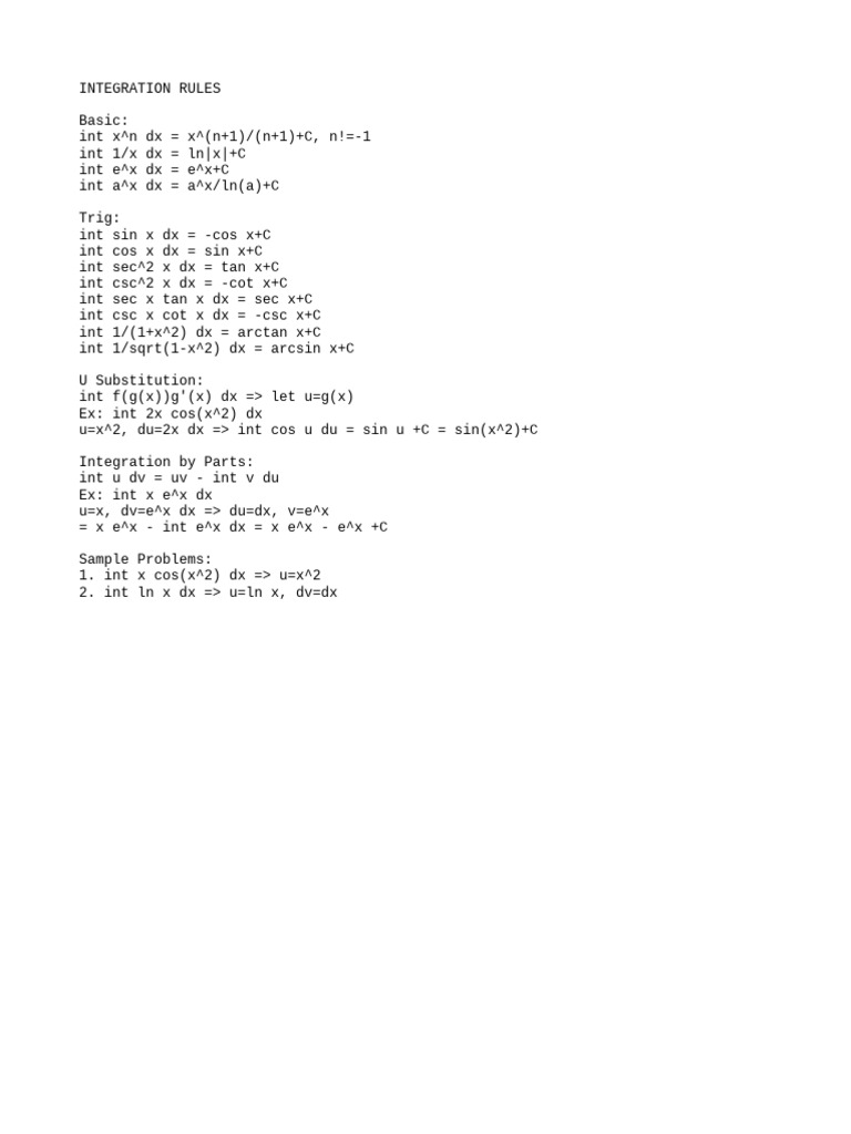 Integration Rules | PDF