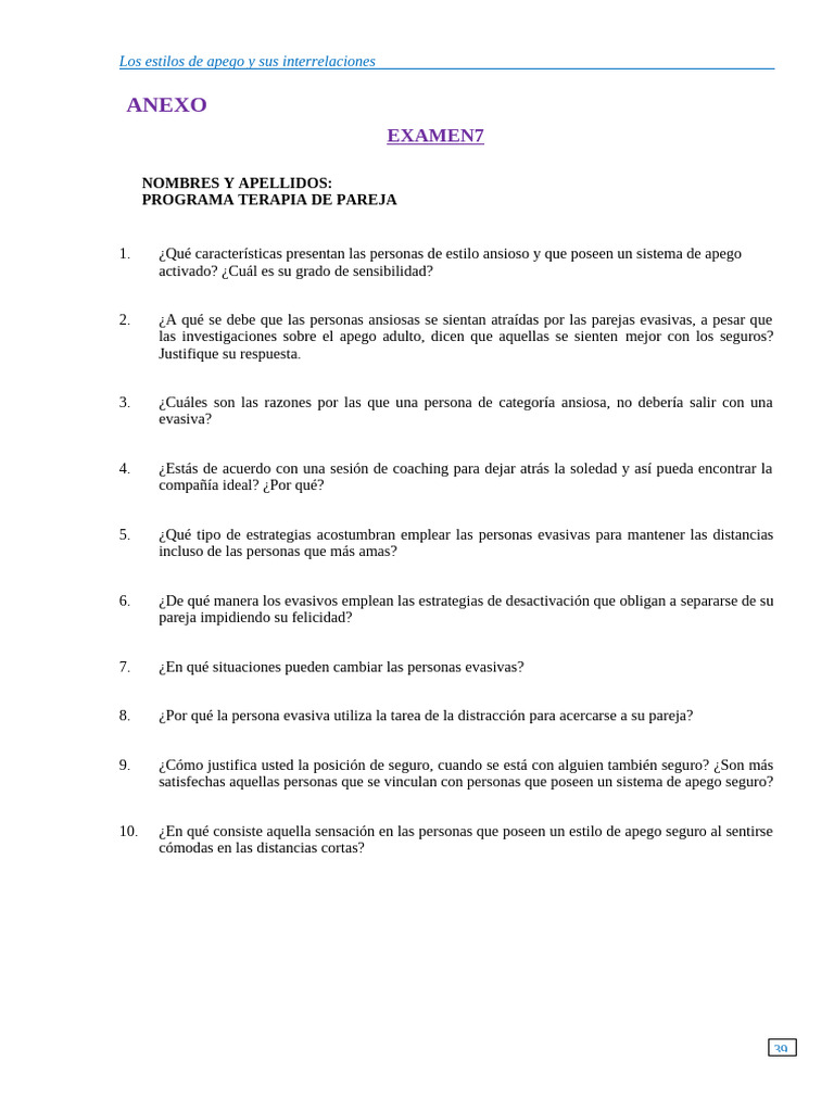 Examen Modular 7 - Terapia de Pareja 5 | PDF