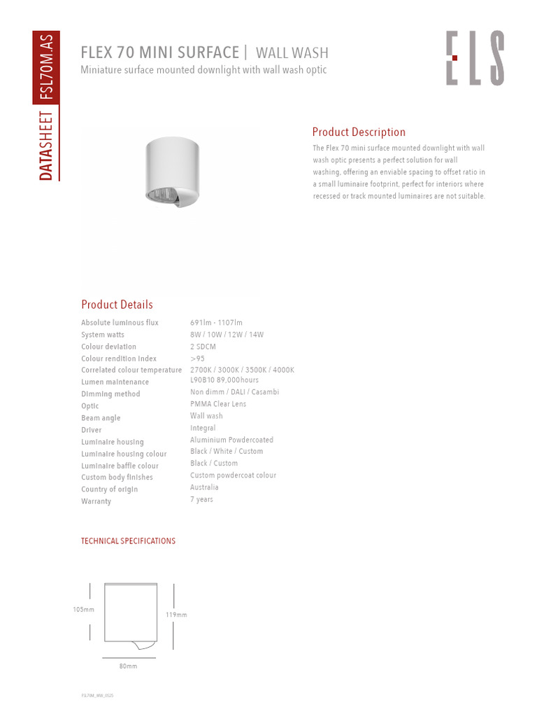 Flex 70 Mini Surface Wall Wash Downlight | PDF | Electromagnetic ...