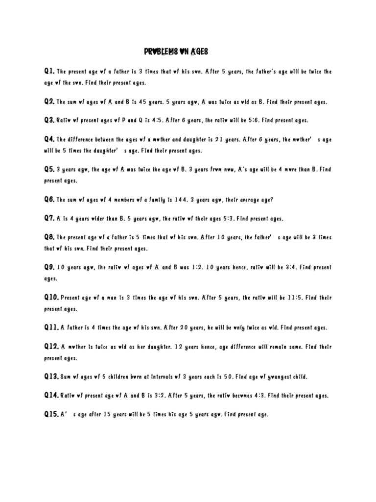 Ages Question | PDF