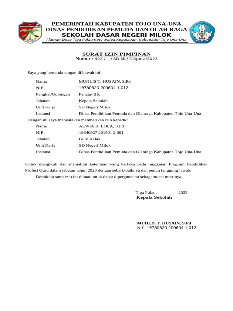 Surat Izin Program Pendidikan Guru 2023 | PDF