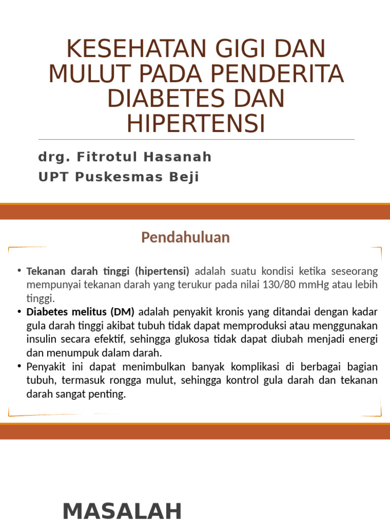 Kesehatan Gigi Dan Mulut Pada Penderita DM Dan HT | PDF