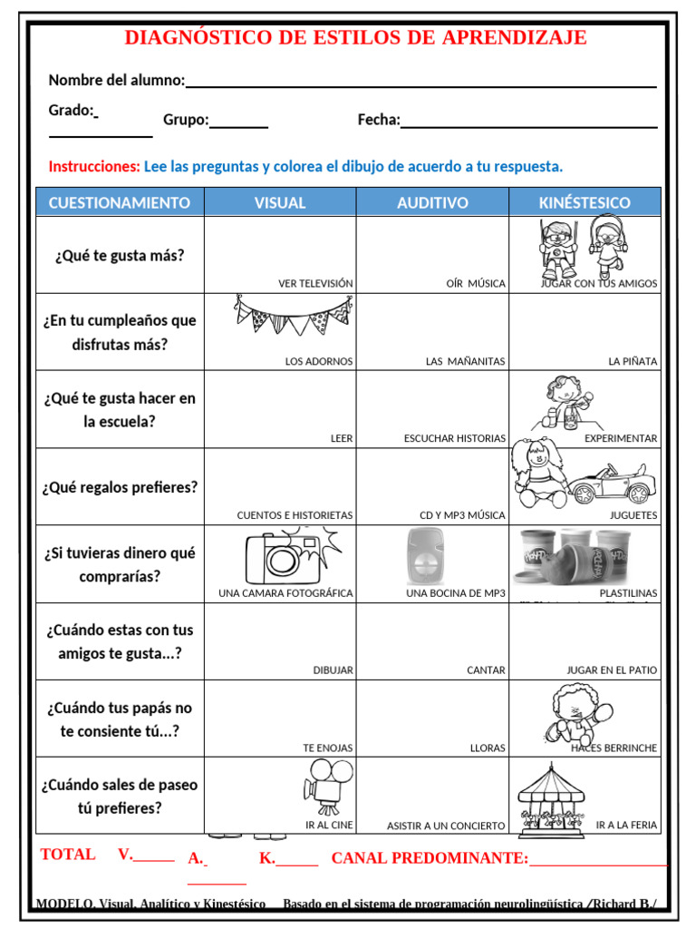 Test Diagnostico Estilo de Aprendizaje MEEP | PDF
