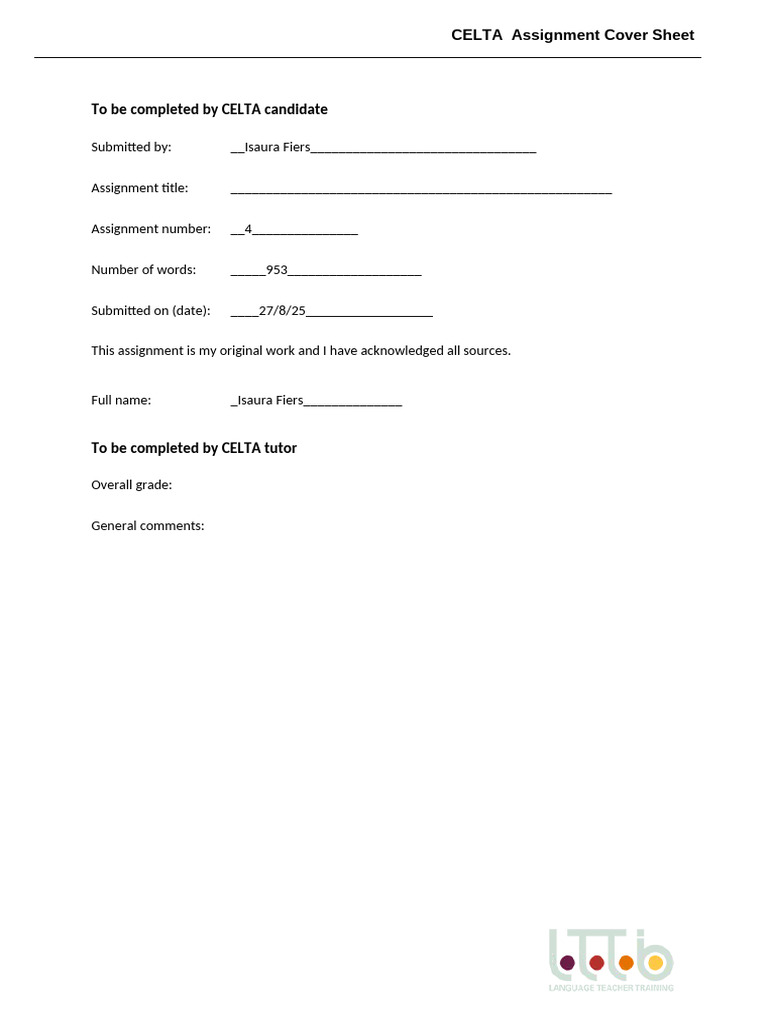 CELTA Assignment Reflection and Growth | PDF | Behavior Modification ...