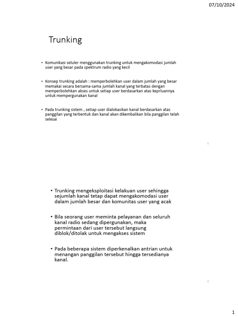 Sistem Trunking dalam Komunikasi Seluler | PDF