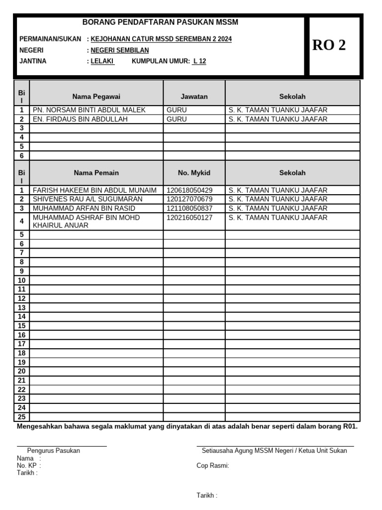 Borang R02 L12 | PDF