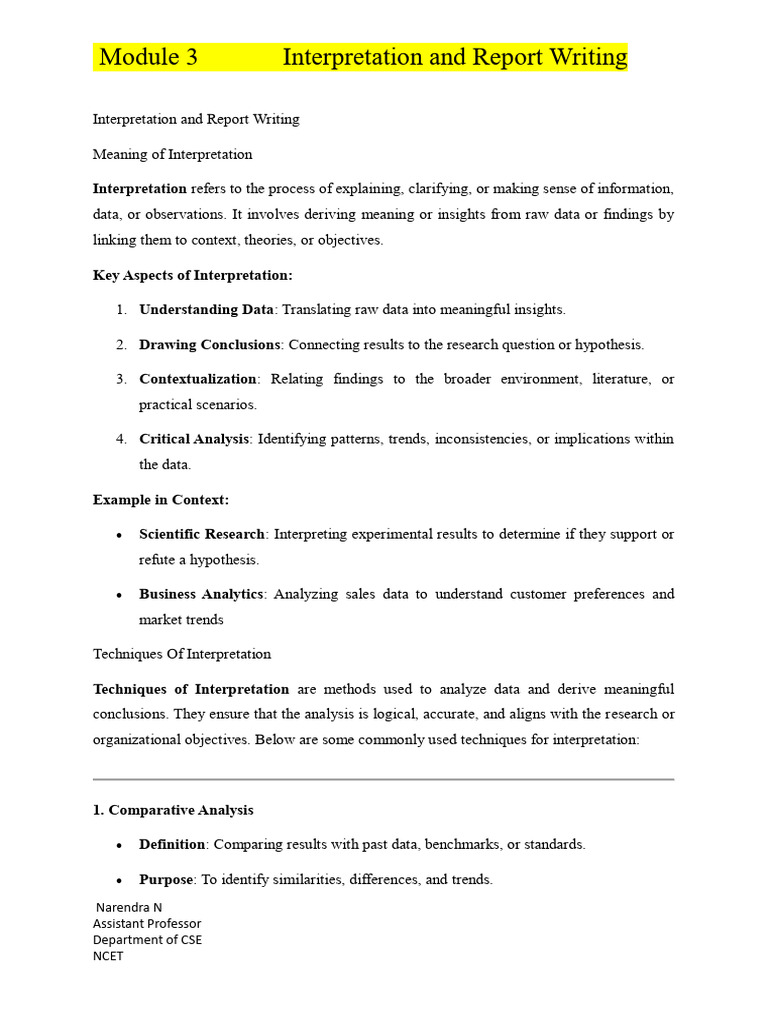 Module-3-Interpretation and Report Writing | PDF | Statistics | Patent