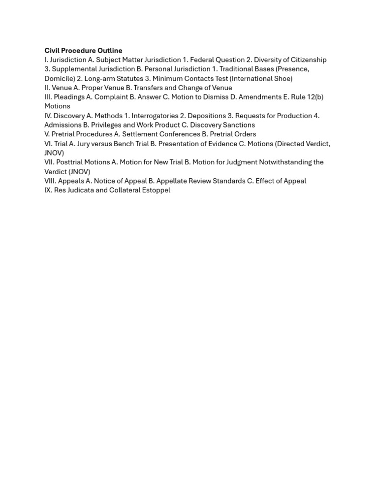 Civil Procedure Outline | PDF