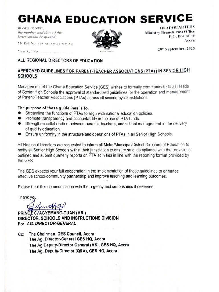 Approved Guidelines For PTAs in SHSs | PDF