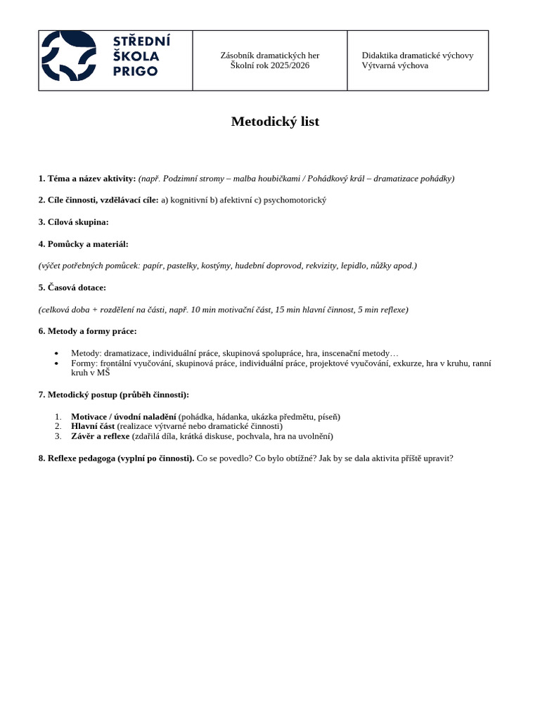 Metodický List-Vv, DDV | PDF