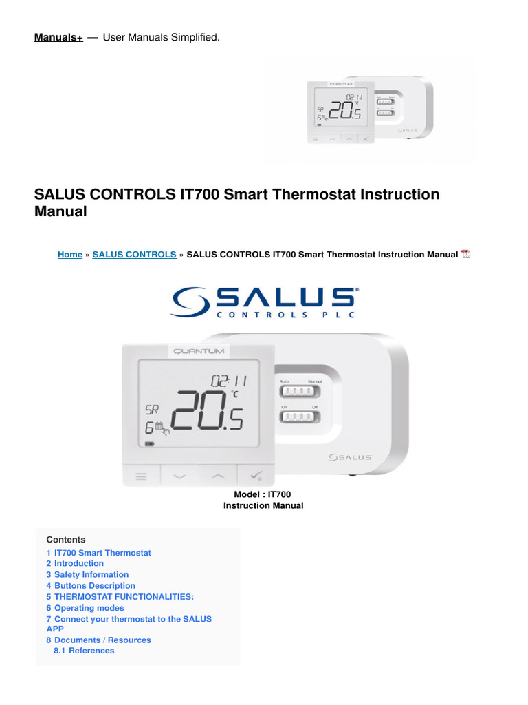 IT700 Smart Thermostat Manual | PDF | Thermostat