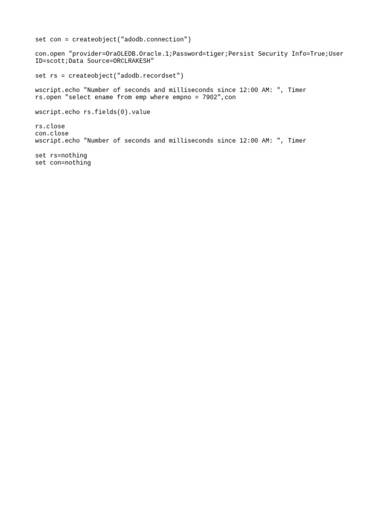 ADO Connection and Recordset Example | PDF