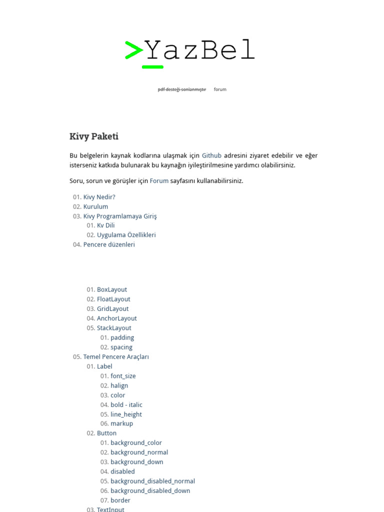 Kivy Paketi - Python 3 Için Türkçe Kılavuz | PDF