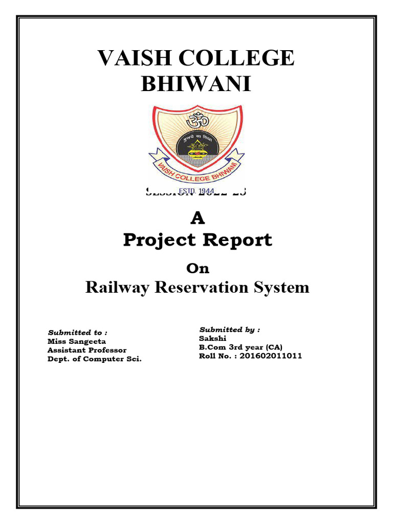 Railway Reservation System | PDF | Feasibility Study | Software Development