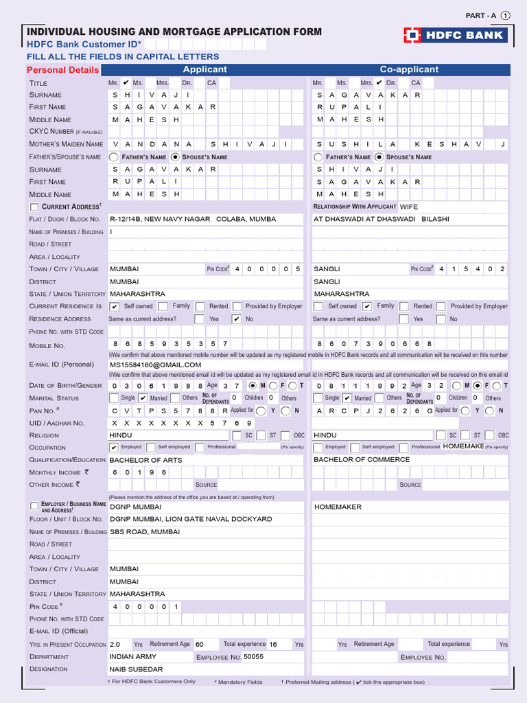 HDFC Loan Application Form Details | PDF | Taxes | Loans