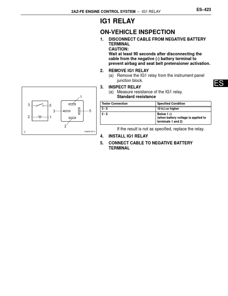 Ig1 Relay: On-Vehicle Inspection | PDF