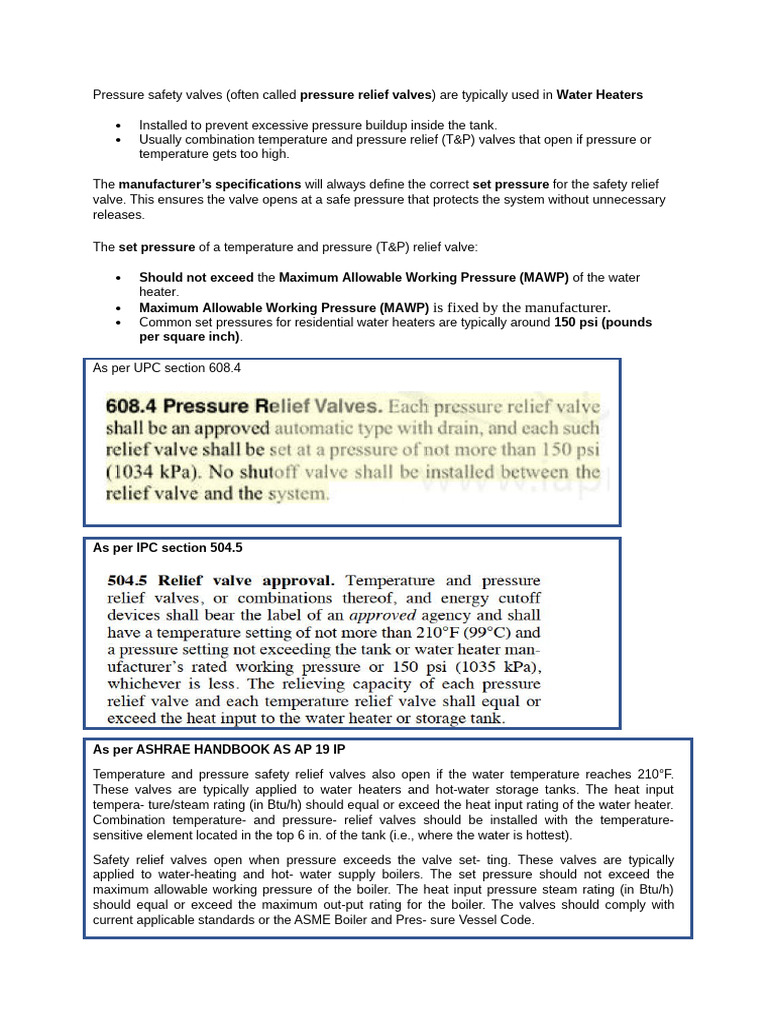 Note On Pressure Safety Valves | PDF