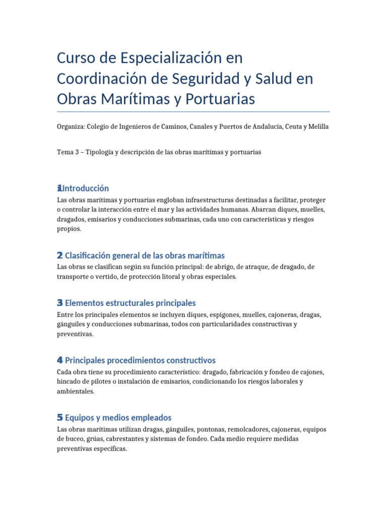 Tema 3 CSS Obras Maritimas | PDF | Puerto