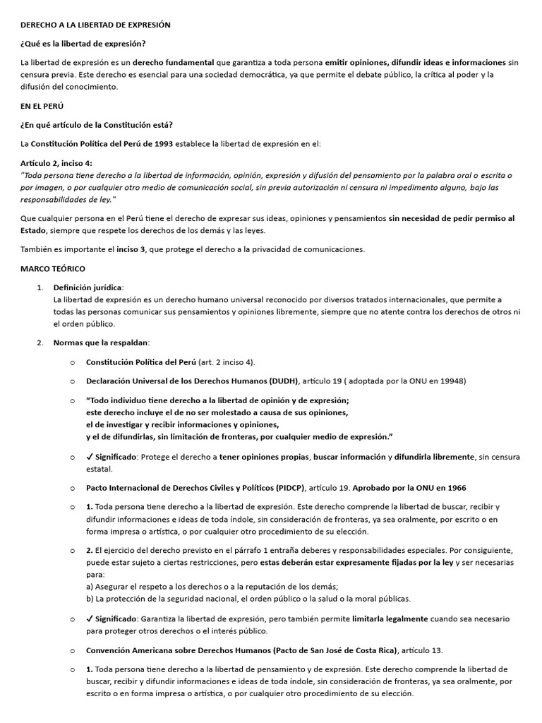 Derecho A La Libertad de Expresión | PDF | Libertad de expresión ...