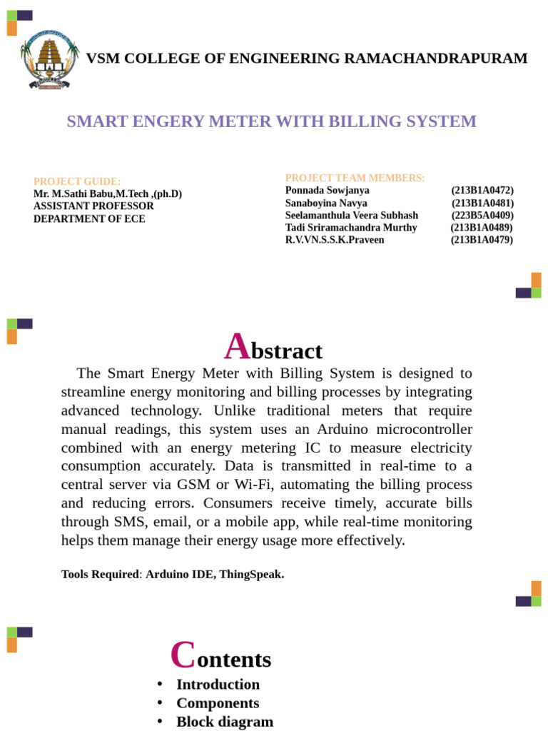 Smart Energy Meter Billing System | PDF | Battery Charger | Lithium Ion ...