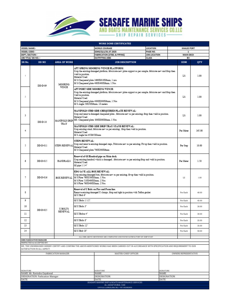Ship Maintenance Fabrication Report | PDF | Pipe (Fluid Conveyance) | Ships