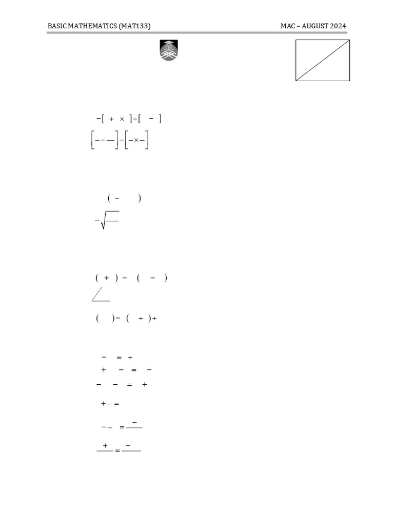 Basic Mathematics Exercises for MAT133 | PDF