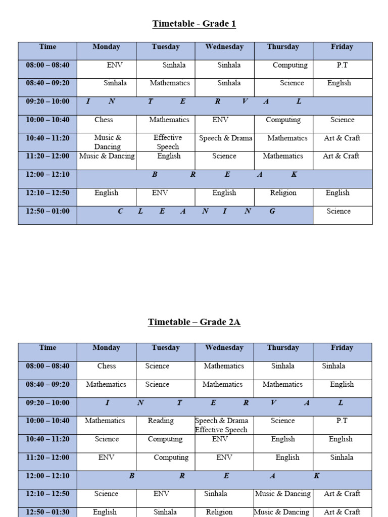 NEW Timetable For The Year 2025 - 26 | PDF | Science