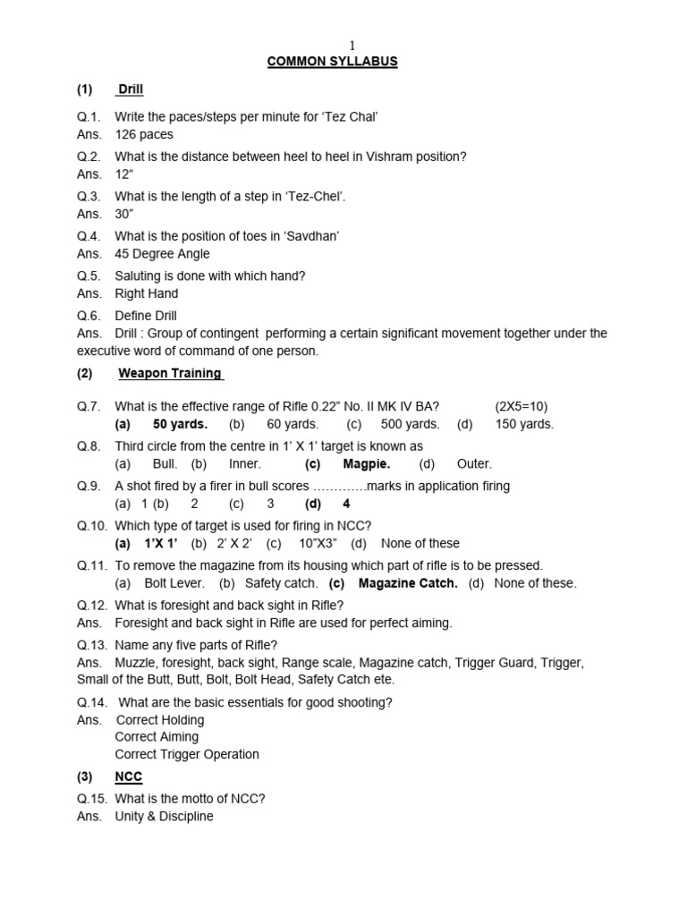 NCC Training Syllabus Overview | PDF | Leadership