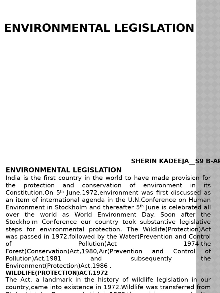 Overview of India's Environmental Laws | PDF | Environmental Law ...