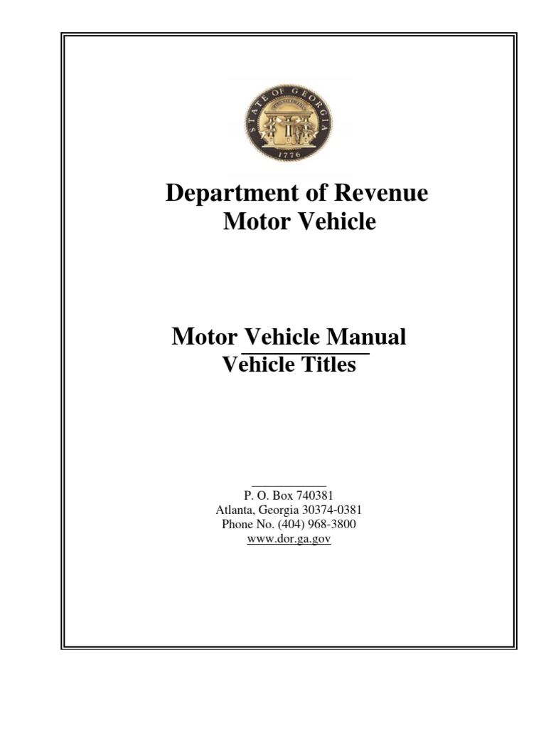 MV Vehicles Titles Manual PDF Security Interest Use Tax