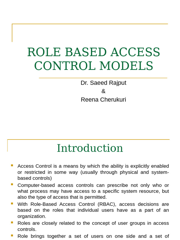 Understanding Role-Based Access Control | PDF