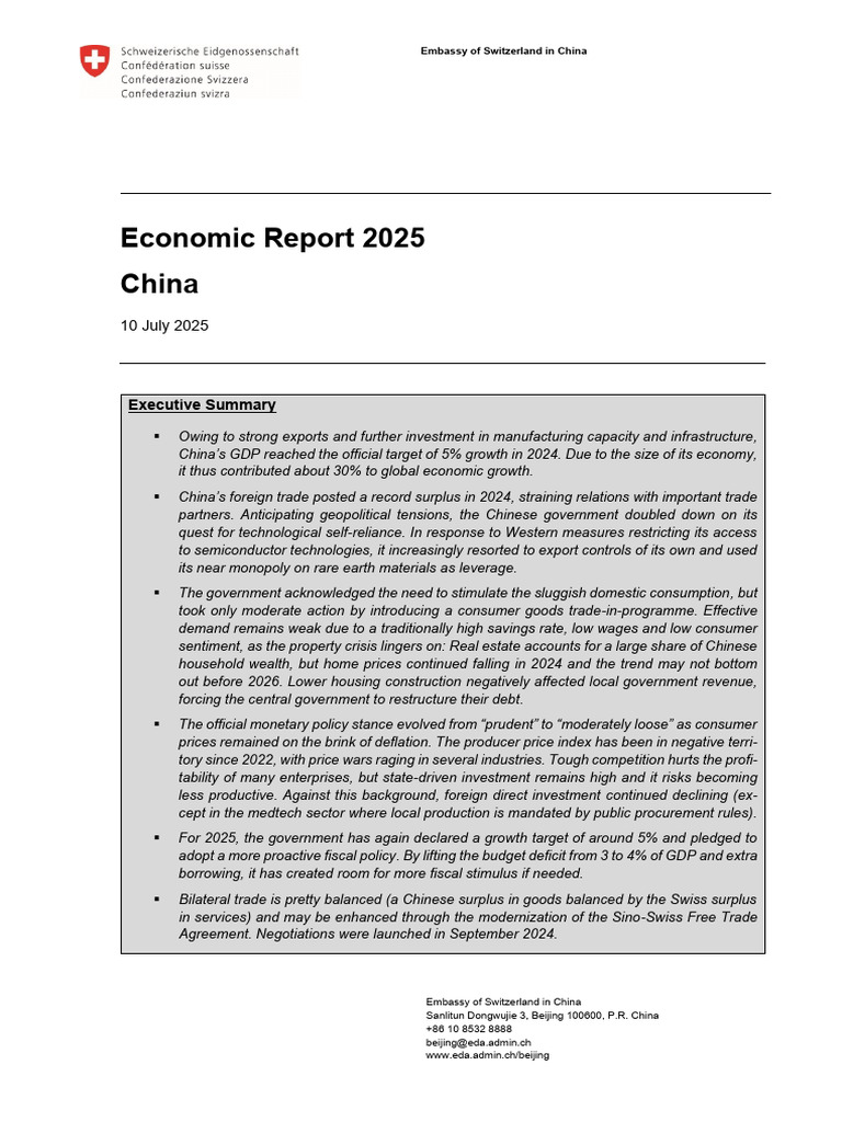 Wirtschaftsbericht China 2025 | PDF | Fiscal Policy | China