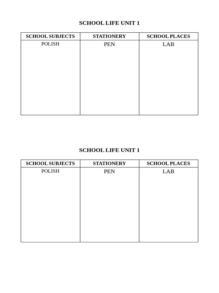 School Life: Subjects and Plans Guide | PDF