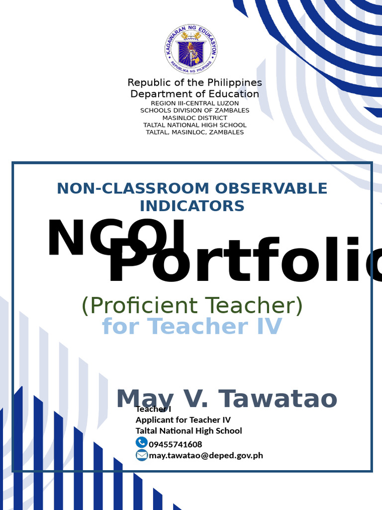 NCOI Portfolio Template for Teacher IV | PDF | Pedagogy | Lesson Plan