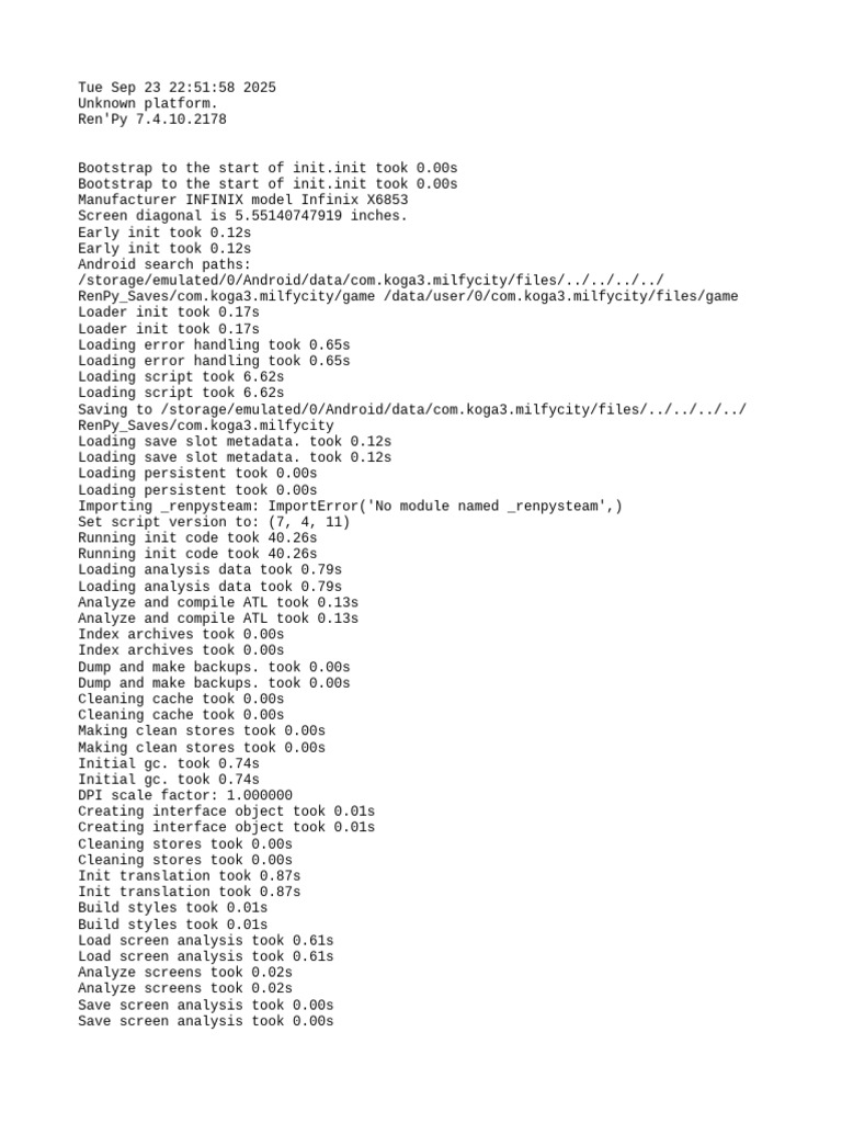 Ren'Py 7.4.10 Log Analysis | PDF