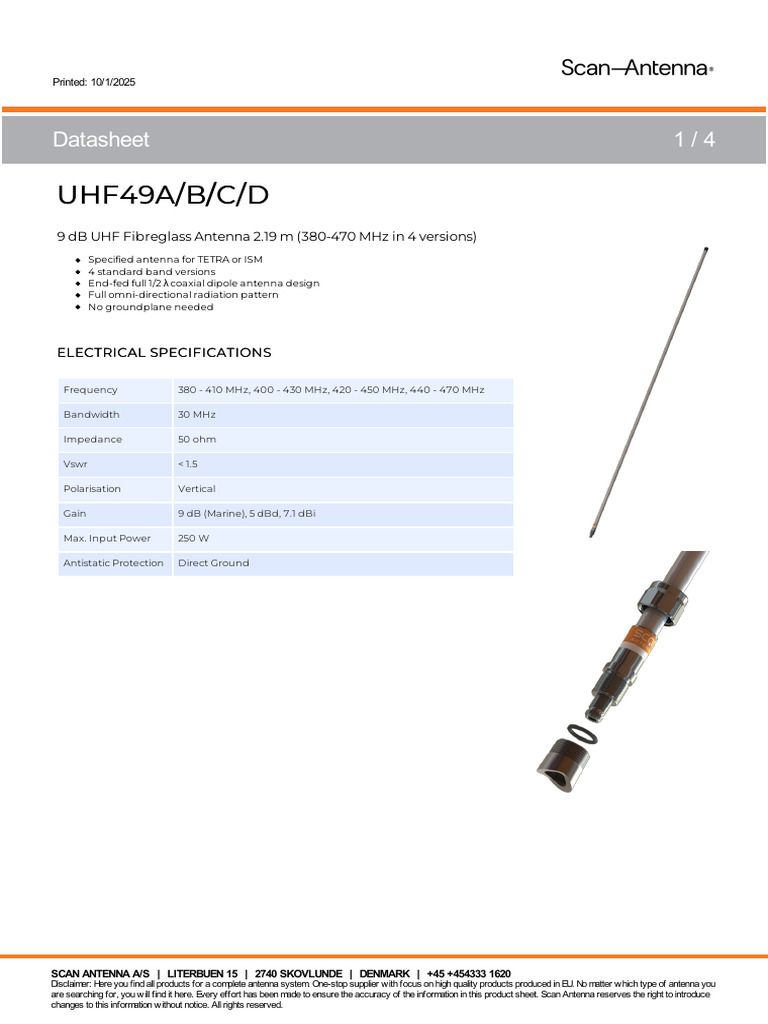 TETRA/ISM Coaxial Dipole Antenna | PDF | Antenna (Radio) | Radio Wave