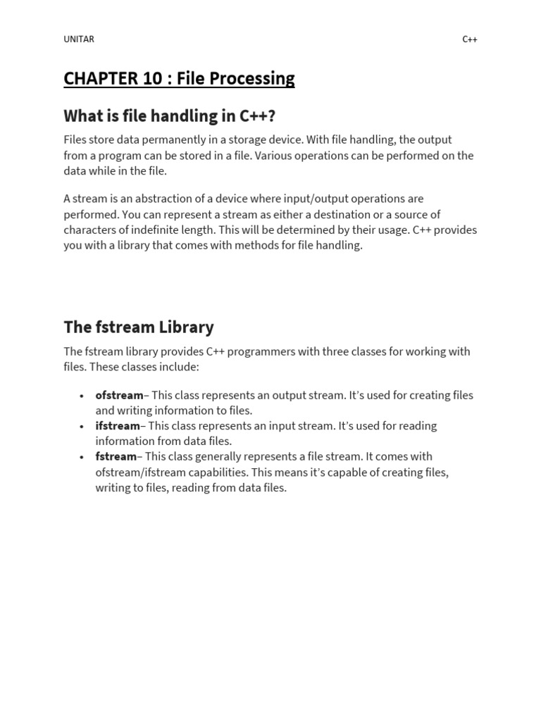 C++ File Processing and Handling Guide | PDF | Computer File | Computer ...