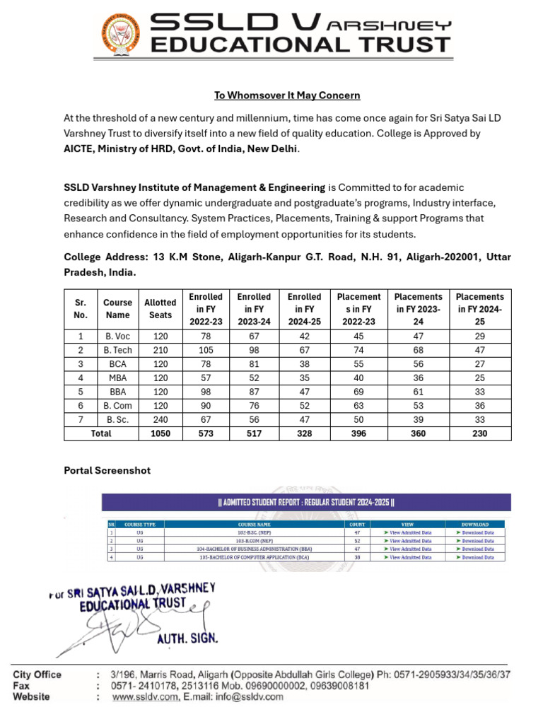 SSLD Varshney Institute Course Overview | PDF